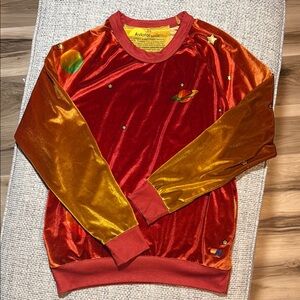 Aviator Nation Celestial Galaxy Collection Velvet Pullover  Red//Orange XS‎